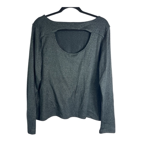Banana Republic Factory Black Shimmer Cutout Back Top NWT Sz XL - Picture 2 of 10